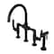 Kingston Brass KS2330KL Industrial Style Bridge Kitchen Faucet with Brass Sprayer, Matte Black KS2330KL - alternate 1
